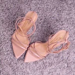 Nude Strappy Pointy Heels